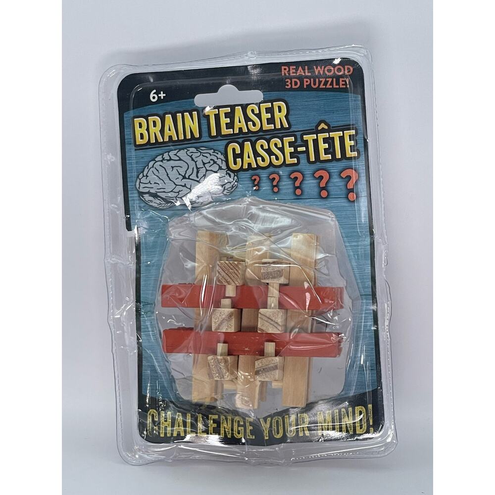 Brain Teaser Tete Wooden 3D Puzzle Interlocking Blocks Challenge Toy NWT